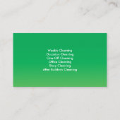 Carte De Visite Service de nettoyage professionnel vert (Dos)