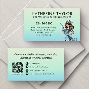 Carte De Visite Service de nettoyage résidentiel commercial femme