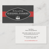 Carte De Visite Service de nettoyage rétro gris et rouge (Devant / Derrière)