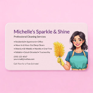 Carte De Visite Service de nettoyage rose