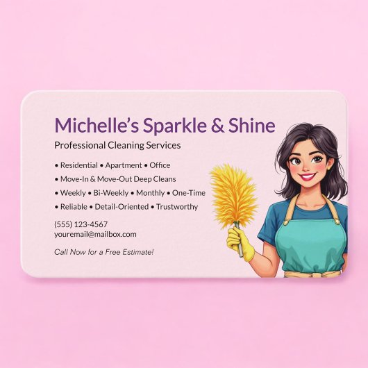 Carte De Visite Service de nettoyage rose
