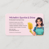 Carte De Visite Service de nettoyage rose (Devant)