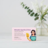 Carte De Visite Service de nettoyage rose (Debout devant)