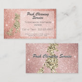 Carte De Visite Service de nettoyage Rose Gold Parties scintillant (Devant / Derrière)