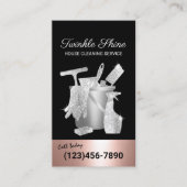 Carte De Visite Service de nettoyage Rose Gold & Silver House Keep (Devant)