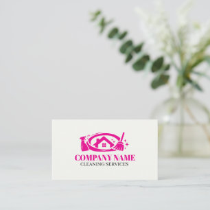 Carte De Visite Service de nettoyage rose Maison Nettoyage profess