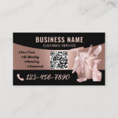 Carte De Visite Service de nettoyage Rose moderne Gold Ménage (Devant)