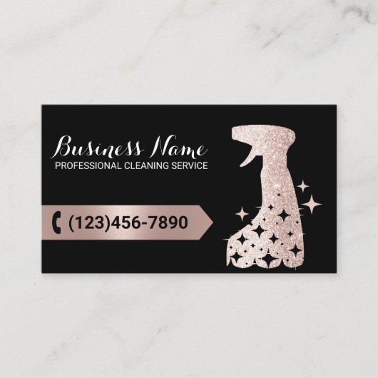 Carte De Visite Service De Nettoyage Rose Moderne Nettoyant en Spr (Devant)