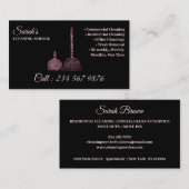 Carte De Visite Service de nettoyage rose noir étincelant Janitori (Devant / Derrière)