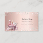 Carte De Visite Service de nettoyage rose or scintille poussière c (Devant)