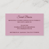 Carte De Visite Service de nettoyage rose pâle (Dos)