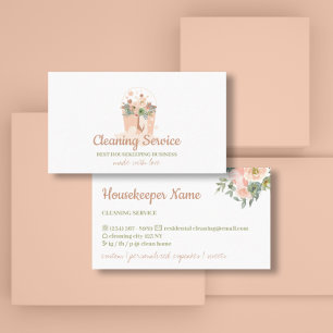 Carte De Visite Service de nettoyage rose pâle