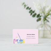 Carte De Visite Service de nettoyage rose QR code photo (Debout devant)
