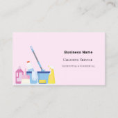 Carte De Visite Service de nettoyage rose QR code photo (Devant)
