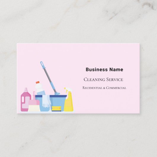 Carte De Visite Service de nettoyage rose QR code photo (Devant)