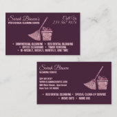 Carte De Visite Service de nettoyage rose violet Maid Janitorial (Devant / Derrière)