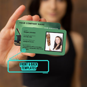 Carte De Visite Service de nettoyage Silhouette verte avec photo
