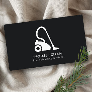 CARTE DE VISITE SERVICE DE NETTOYAGE SIMPLE EN VACUUM BLANC NOIR