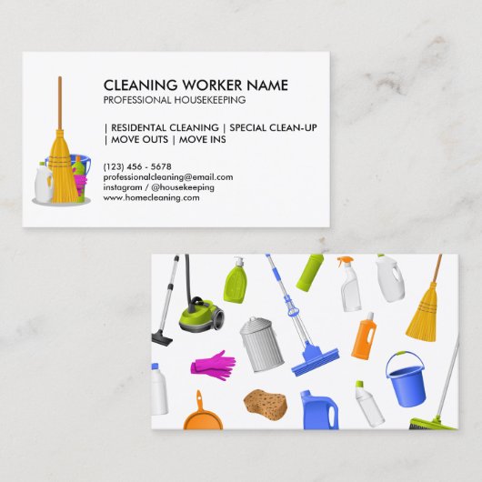Carte De Visite Service de nettoyage Standard simple (Devant / Derrière)