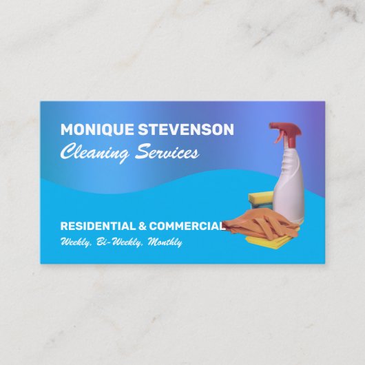 Carte De Visite Service de nettoyage ton bleu moderne (Devant)