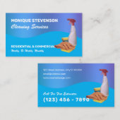 Carte De Visite Service de nettoyage ton bleu moderne (Devant / Derrière)
