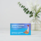 Carte De Visite Service de nettoyage ton bleu moderne (Debout devant)