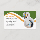 Carte De Visite Service de nettoyage vert et orange domestique (Dos)