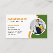 Carte De Visite Service de nettoyage vert et orange domestique (Devant)