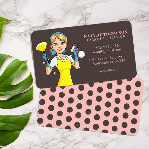 Carte De Visite Service De Nettoyage Vintage Rose Cute