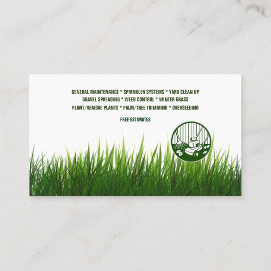 Carte De Visite Service de paysage (Dos)