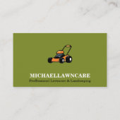 Carte De Visite Service de paysage de pelouse vert olive (Dos)