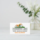 Carte De Visite Service de Paysagisme Vert Rustique Orange (Debout devant)