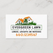 Carte De Visite Service de Paysagisme Vert Rustique Orange (Devant)