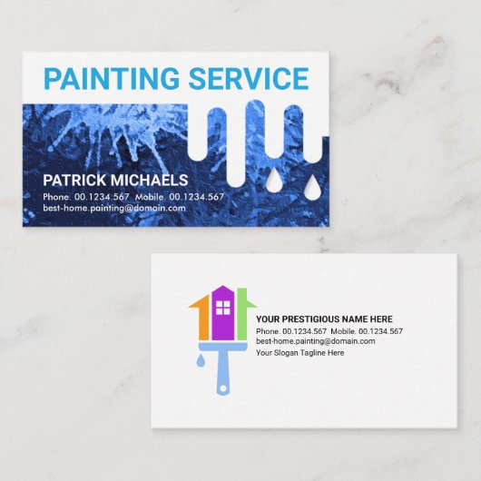Carte De Visite Service De Peinture Humide À Déchets De Mur (Devant / Derrière)