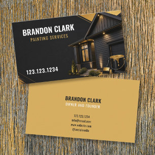 Carte De Visite Service de peinture photo de luxe noir et or pour