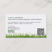 Carte De Visite Service de pelouse et de jardin Gazon Vert Code QR (Dos)