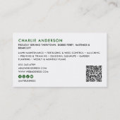 Carte De Visite Service de pelouse et de jardin Gazon Vert Code QR (Dos)