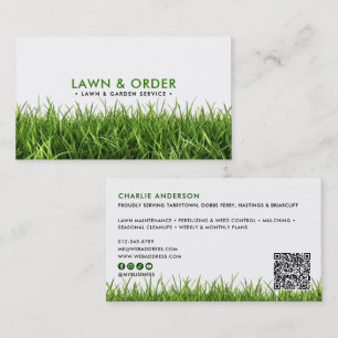 Carte De Visite Service de pelouse/jardin Grass vert QR Code & Soc