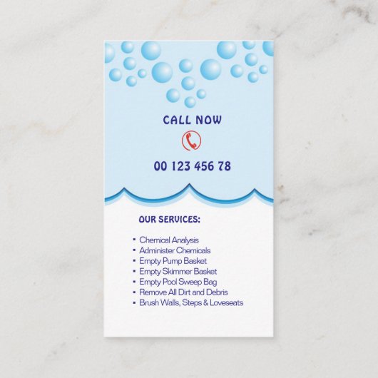 Carte De Visite Service de piscine (Dos)