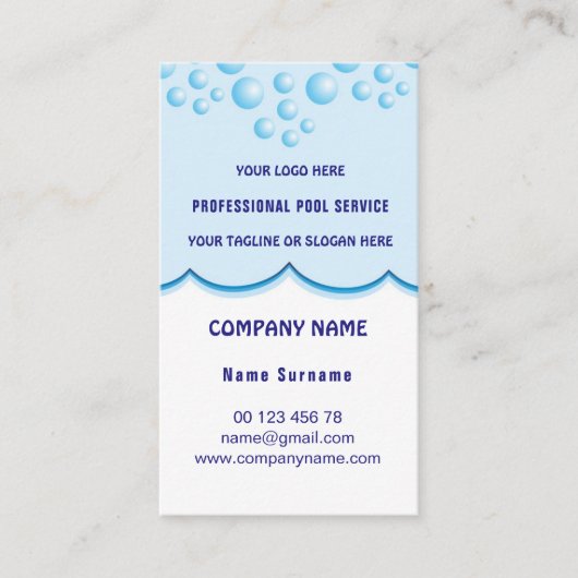 Carte De Visite Service de piscine (Devant)