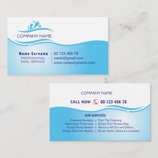 Carte De Visite Service de piscine (Devant / Derrière)