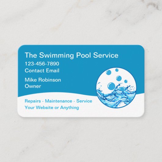 Carte De Visite Service de Piscine Moderne Unique (Devant)