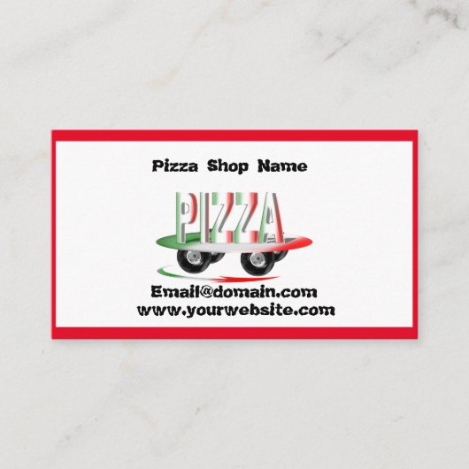 Carte De Visite Service de pizza, vert rouge (Devant)