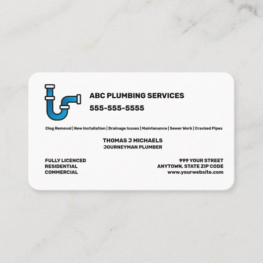 Carte De Visite Service de plomberie (Devant)