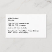 Carte De Visite Service de plomberie (Dos)
