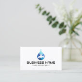 Carte De Visite Service de plomberie Blue Water Drop Logo Plumber (Debout devant)