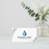 Carte De Visite Service de plomberie Blue Water Drop Tool Logo Ent (Debout devant)