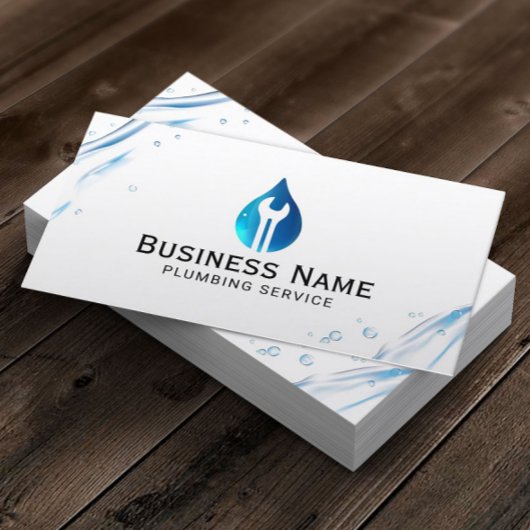Carte De Visite Service de plomberie Blue Water Drop Tool Logo Ent