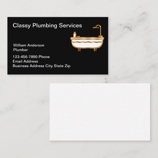 Carte De Visite Service de plomberie classique Bain de luxe (Devant / Derrière)