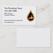 Carte De Visite Service de plomberie Classy Tone Or Eau Drop (Devant / Derrière)